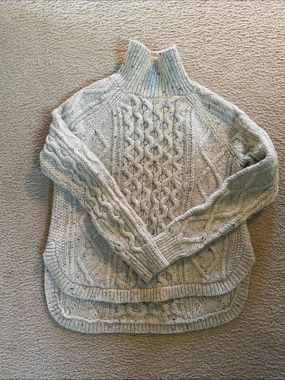 Madewell Light Gray Cable Knit Turtleneck Sweater